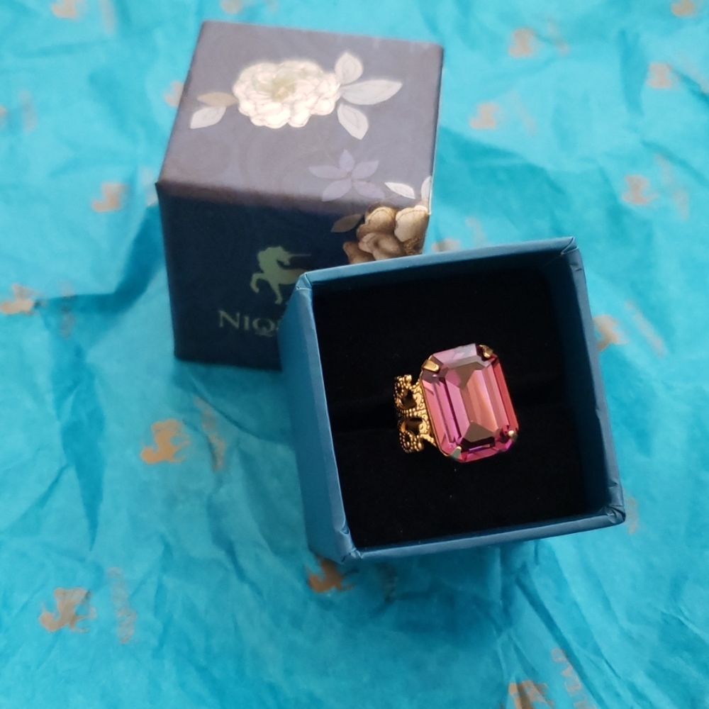 Crystal Looking Stone Purple Statement Ring - image 1